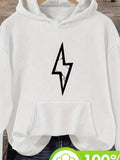 Men's Hoodie Minimalist Black Print With Bold Zigzag Line Lightning Bolt