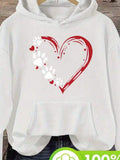 Men's Hoodie Artistic Splash Heart With White Pawprints And Tiny Red Accents Heart
