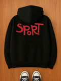 Men's Hoodie Bold Red Lettering Graphic With Playful Layout Hoodie