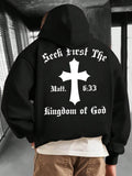 Men's Hoodie Seek First The Kingdom Of God Cross And Bible Verse Hoodie