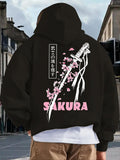 Men's Hoodie Sakura Blossoms Flowing Around A Katana Sword