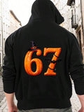 Men's Hoodie Pumpkin Style Numbers With Witch Hat Halloween Theme Number