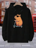 Men's Hoodie Cool Sunglasses Bear Riding A Scooter In Urban Street Night Bear
