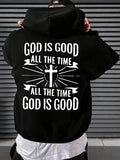 Men's Hoodie God Is Good All The Time Rays Of Light With Central Cross Hoodie