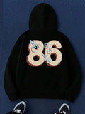 Men's Hoodie Bold Cream Numbers With NY BLK CY WN On Black Hoodie