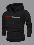 Men's Hoodie Minimalist Red And White Bars Graphic Hoodie