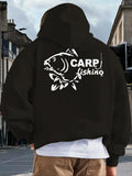 Men's Hoodie Carp Fishing With Bold Line Art And Strong Dynamic Fish