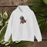 Men's Hoodie Adventurous Puppy Wearing Spacesuit Under Lush Greenery Leaves Puppy