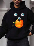Men's Hoodie Bright Eyes With Playful Face And Orange Pumpkin Hoodie