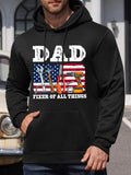Men's Hoodie Dad With American Flag Tools And Fixer Of All Things Motto Hoodie