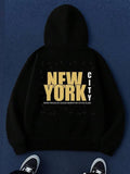 Men's Hoodie New York City Bold Urban Lettering With Golden Block Design Hoodie