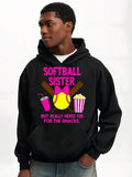 Men's Hoodie Softball Sister With Bow Snack And Yellow Ball