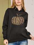 Women's Hoodie Leopard Patterned Fall Harvest Pumpkin Surrounded By Cozy Autumn Air Pumpkin