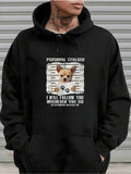Men's Hoodie Personal Stalker Cute Small Dog Mugshot With Paw Prints Hoodie