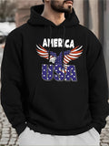 Men's Hoodie America Bold Eagle With Glowing Stars And Stripes Under Clear Sky