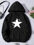 Women's Hoodie Orbiting Rings With Bold White Centered Five Point Star