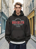 Men's Hoodie Urban Spirit Bold Red Lettering On Classic Brooklyn Hoodie