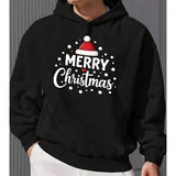 Men's Hoodie Merry Christmas Holiday Snow With Santa Hat Hoodie