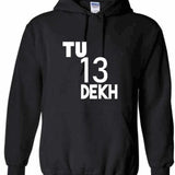 Men's Hoodie No English Text Bold White Numbers Centered On Black Hoodie