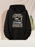 Men's Hoodie Pontoon Captain With Man Standing Beside River Boat At Sunset