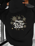 Men's Hoodie Happy New Year Surrounded By Festive Fireworks Stars 2026