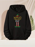 Men's Hoodie Worlds Tallest Elf With Green Hat And Striped Legs Elf