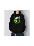 Men's Hoodie Grim Skull Surrounded By Green Cannabis Leaves Under Hooded Night Skull