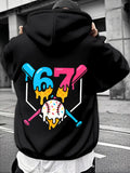 Men's Hoodie Colorful Melting Numbers With Baseball And Crossed Bats