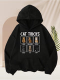 Men's Hoodie Cat Tricks Illustration Grid With Playful Tabby Cats Sitting