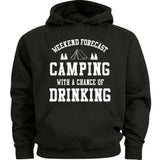 Men's Hoodie Weekend Forecast Under Pine Trees With Lettering On Camping Hoodie