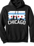 Men's Hoodie Chicago Flag Stars With Bold Skyline Under Painted Texture