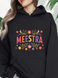 Women's Hoodie Colorful Wildflowers With Intricate Ornaments Around Meestra Lettering Hoodie
