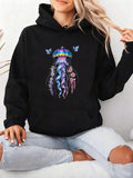 Women's Hoodie Magical Colorful Ocean Glow With Shimmering Jellyfish And Gentle Butterflies Jellyfish