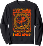 Men's Hoodie Year Of The Fire Horse Surrounded By Festive Flames And Intricate Patterns Horse