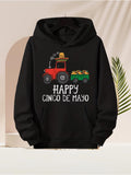Men's Hoodie Happy Cinco De Mayo Red Tractor With Mexican Hats And Festive Produce