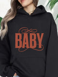 Women's Hoodie Vintage Lettering With Elegant Loops Bold Typography Baby