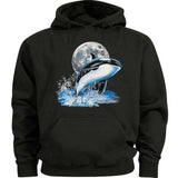 Men's Hoodie Moonlight Splash With Jumping Dolphin Over Ocean