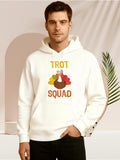 Men's Hoodie Trot Squad Festive Autumn Colored Feathers Around Cartoon Turkey