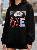 Women's Hoodie Colorful Cloud And Hearts With Playful Patterned Letters Love