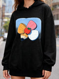 Women's Hoodie Colorful Stationery Elements With Tomato In Creative Collage Design Flower