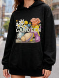 Women's Hoodie Garden Wildflowers And Shells With Bright Vibrant Summer Flowers