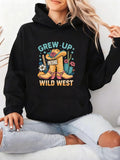 Women's Hoodie Grew Up In The Wild West With Flowers Stars And Cowboy Hat