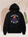 Men's Hoodie Igneous Is Bliss Erupting Orange Lava Flowing Down Purple Volcano