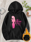 Women's Hoodie Eighth March Womens Day Pink Gradient Silhouette With Elegant Dress Woman