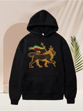 Men's Hoodie Majestic Golden Lion With Regal Scepter And Flowing Colored Banner Lion