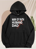 Men's Hoodie Man Of Faith Husband Dad Bold Lettering With Red Paint Streak Mark Hoodie