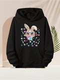 Men's Hoodie Playful Cartoon Rabbit Surrounded By Colorful Geometric Pattern Design Rabbit