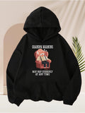Men's Hoodie Grandpa Warning Sleeping Armchair With Cartoon Drowsy Elderly Man