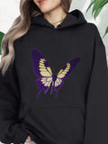 Women's Hoodie Purple And Yellow Wings Under Gentle Light Butterfly