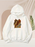 Men's Hoodie Bold Geometric Patterns With Wild Animal Print On Hoodie